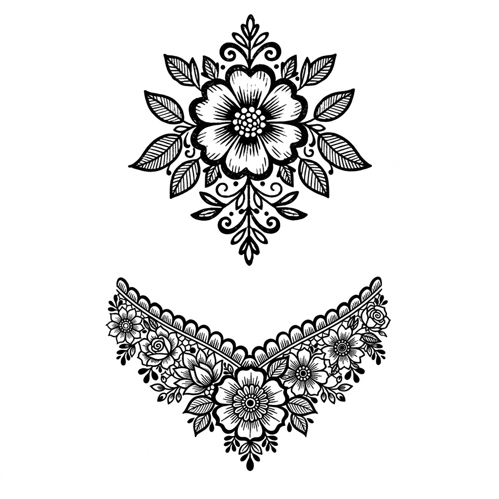 Floral Mandala Semi-Permanent Tattoo Sticker