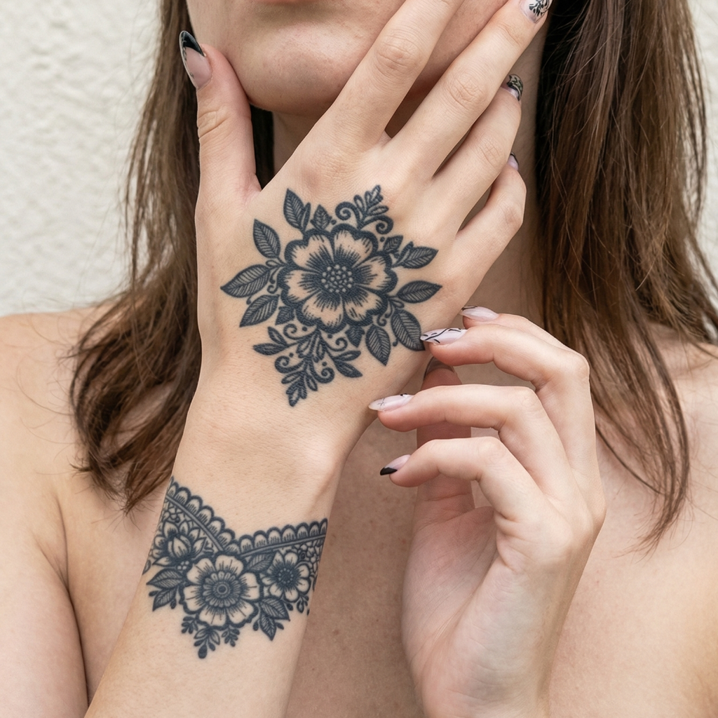 Floral Mandala Semi-Permanent Tattoo Sticker