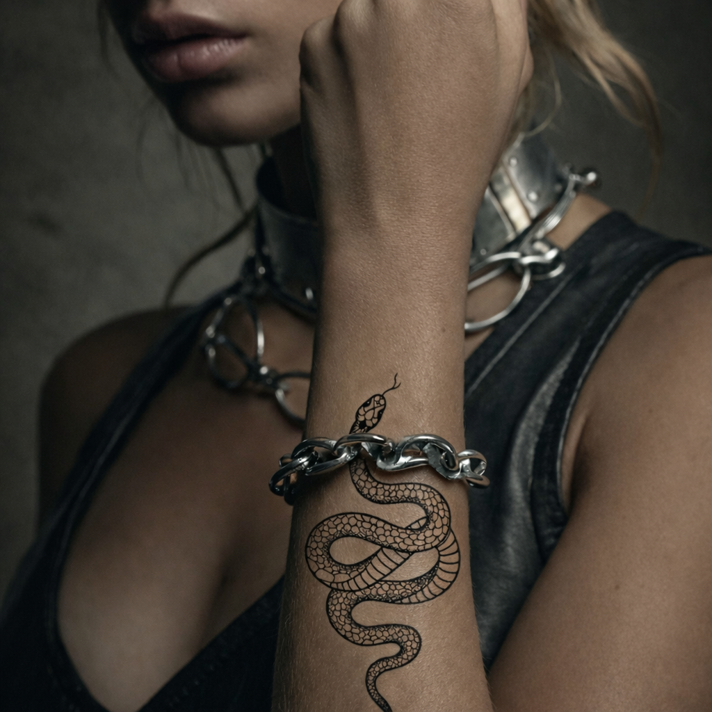 Minimalist Snake Temporary Tattoo