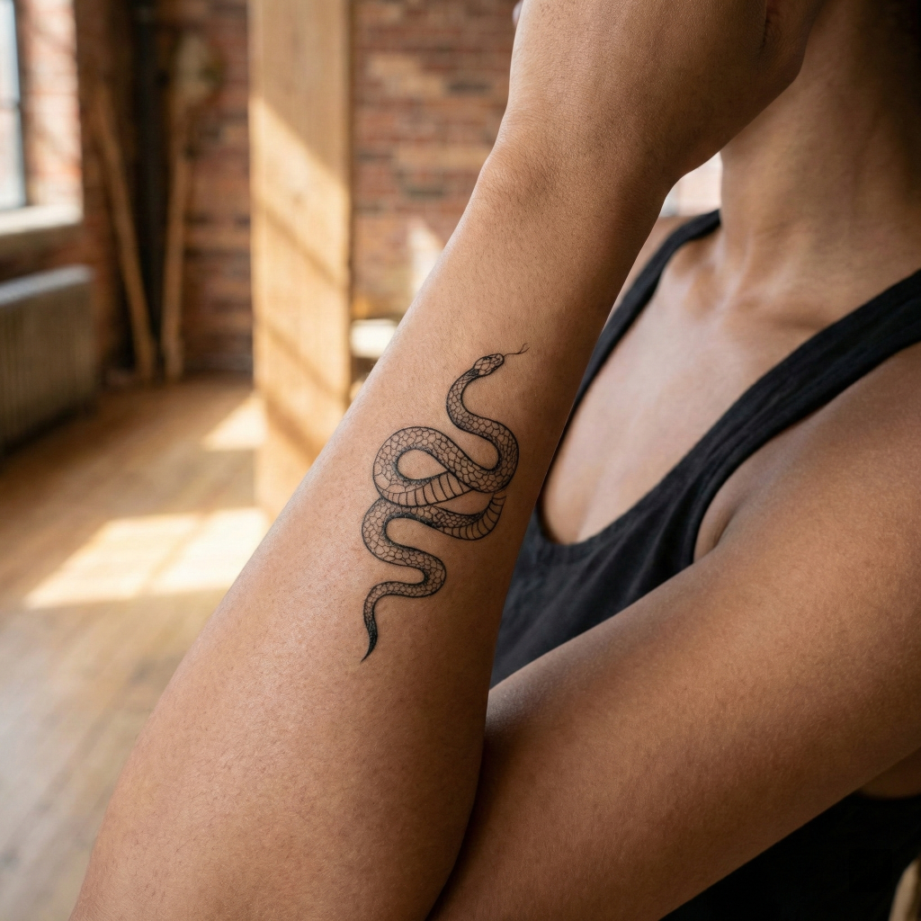 Minimalist Snake Temporary Tattoo