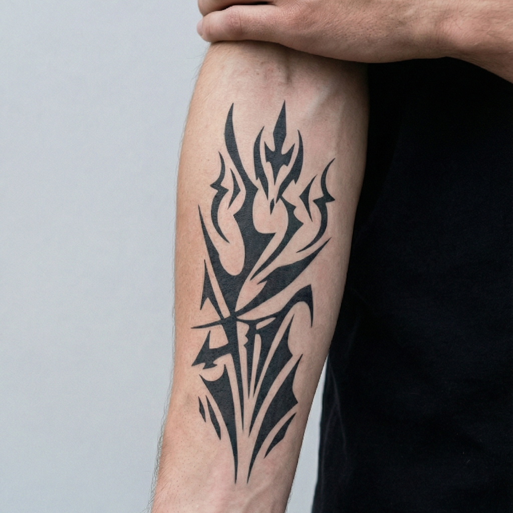 Shadow Blade Neo-Tribal Semi-Permanent Tattoo Sticker