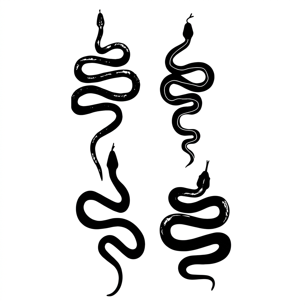 Semi-Permanent Snake Silhouette Temporary Tattoo