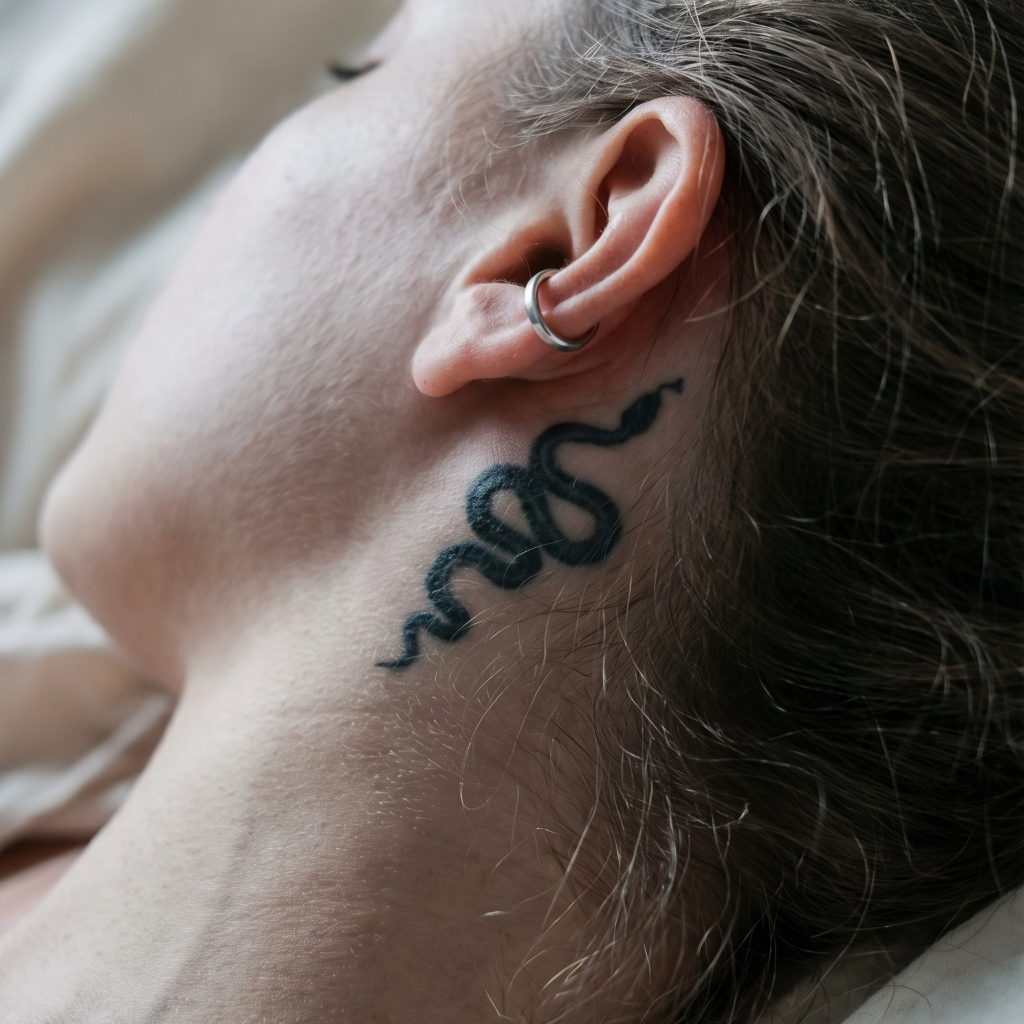 Semi-Permanent Snake Silhouette Temporary Tattoo