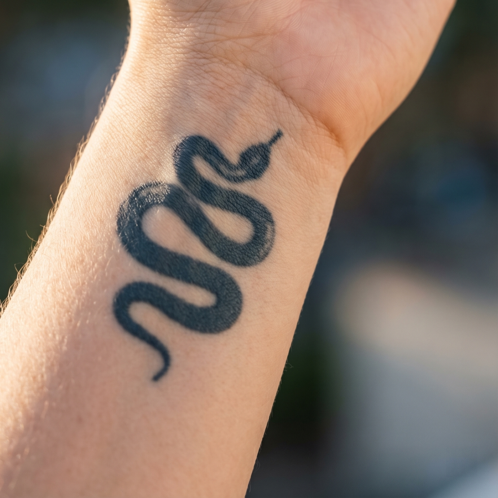 Semi-Permanent Snake Silhouette Temporary Tattoo