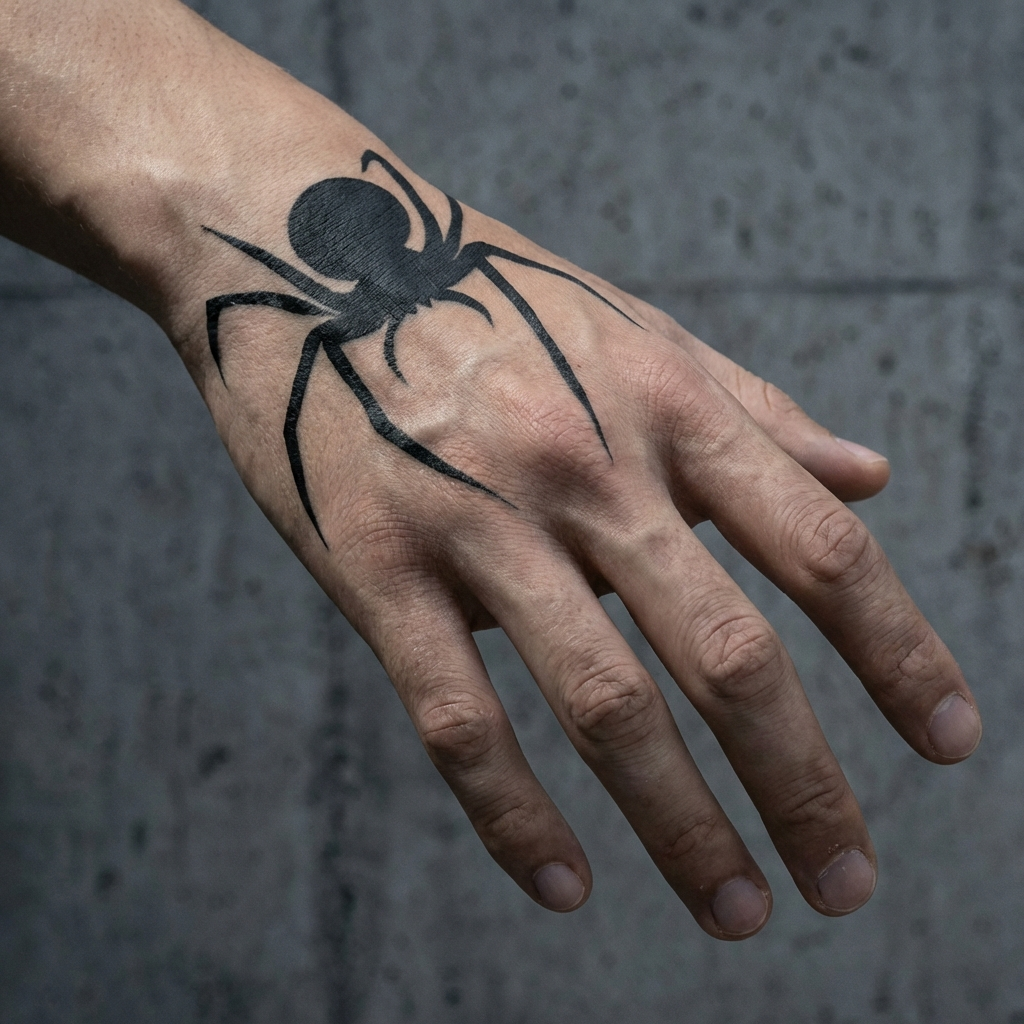 Semi-Permanent Black Widow Spider Tattoo