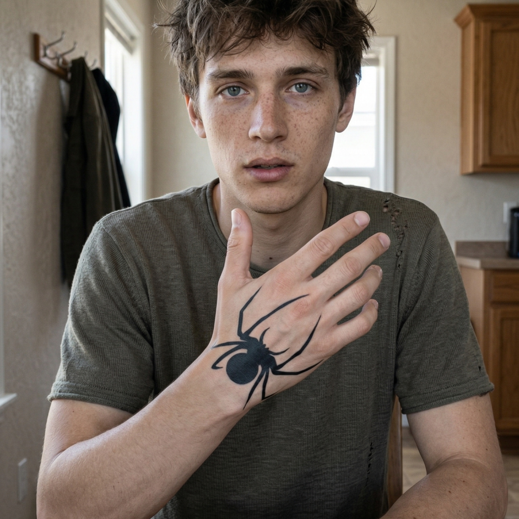 Semi-Permanent Black Widow Spider Tattoo