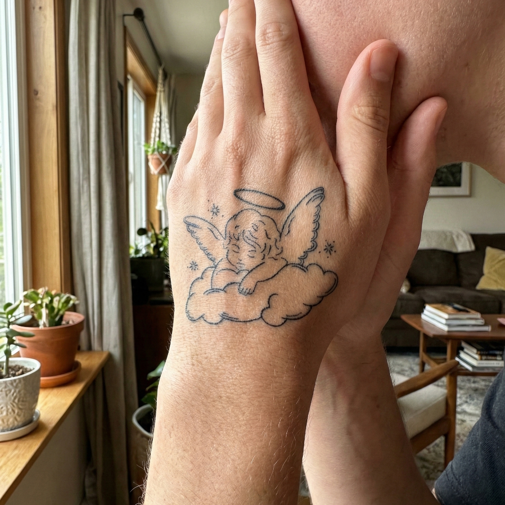 Sleeping Angel Temporary Tattoo