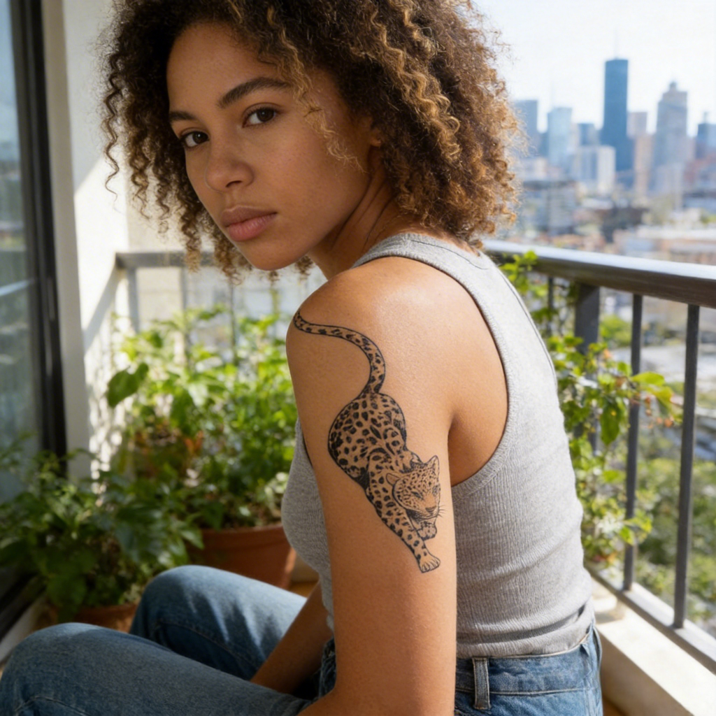 Stealth Prowl Leopard Temporary Tattoo