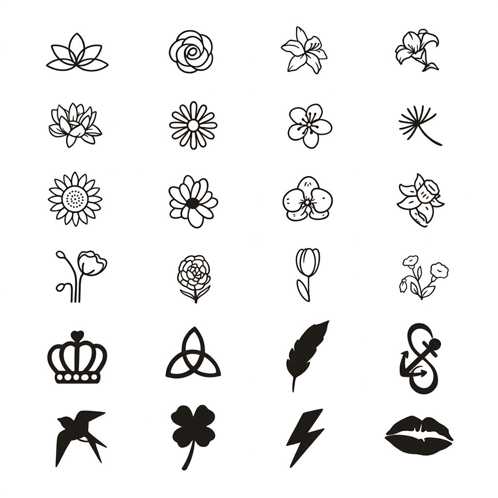 Minimalist Flower & Symbol Collection-emi-Permanent Tattoo Sticker
