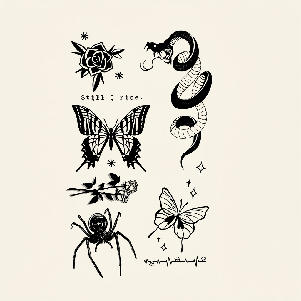 Resilience & Rebirth: Semi-Permanent Tattoo Sheet
