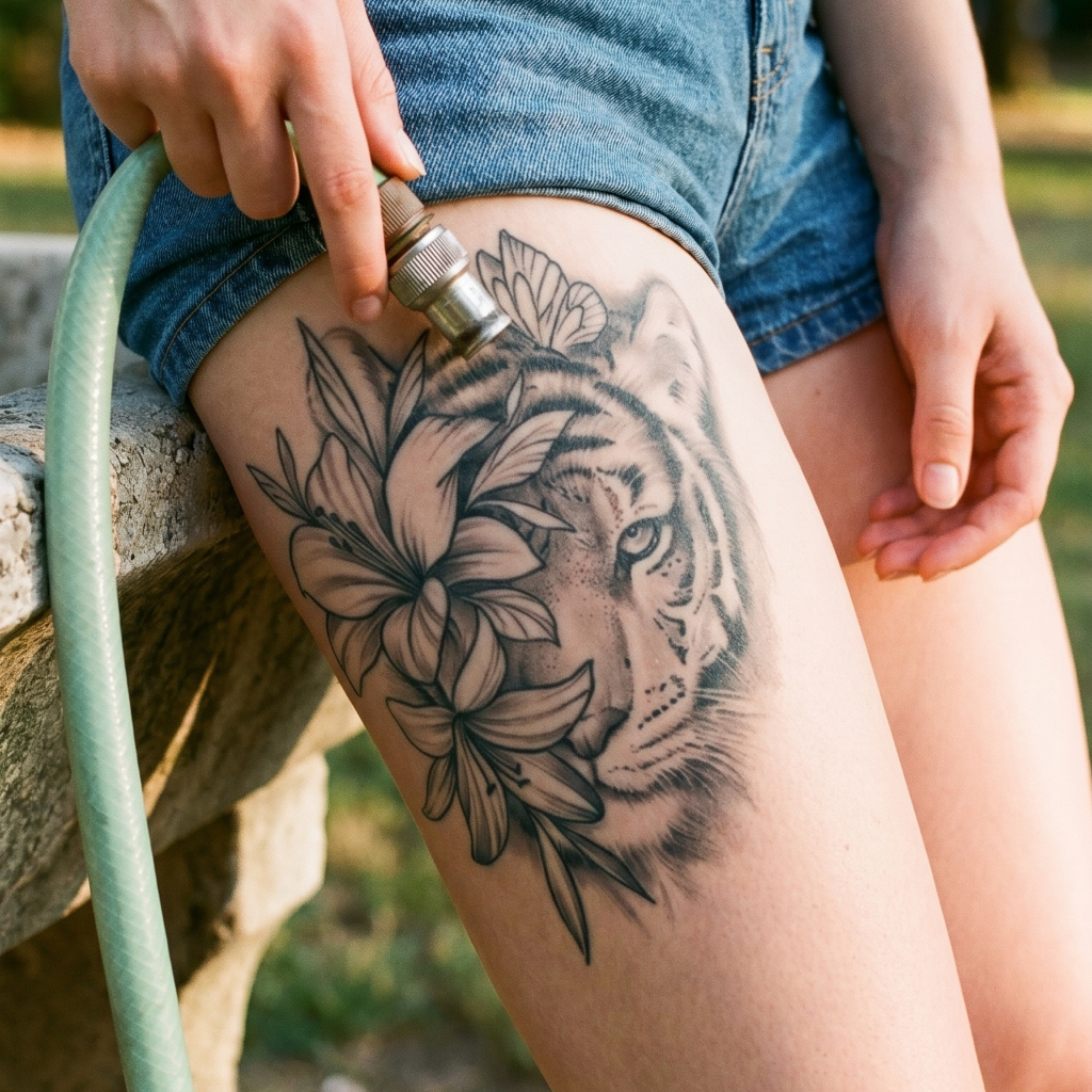 Mystic Tiger & Lily Semi-Permanent Tattoo