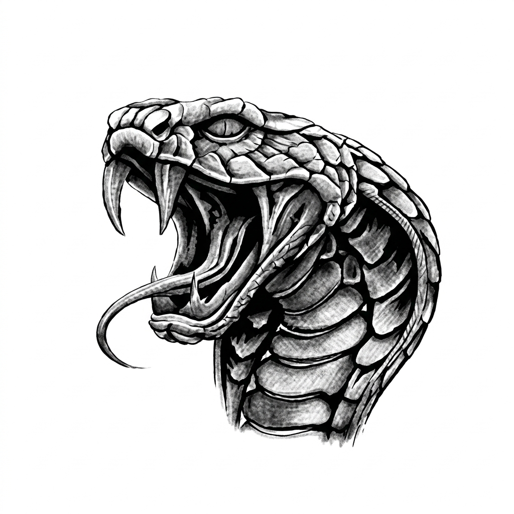 Semi-Permanent Realistic Viper Snake Head Tattoo Sticker