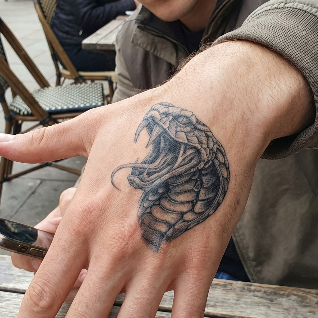 Semi-Permanent Realistic Viper Snake Head Tattoo Sticker