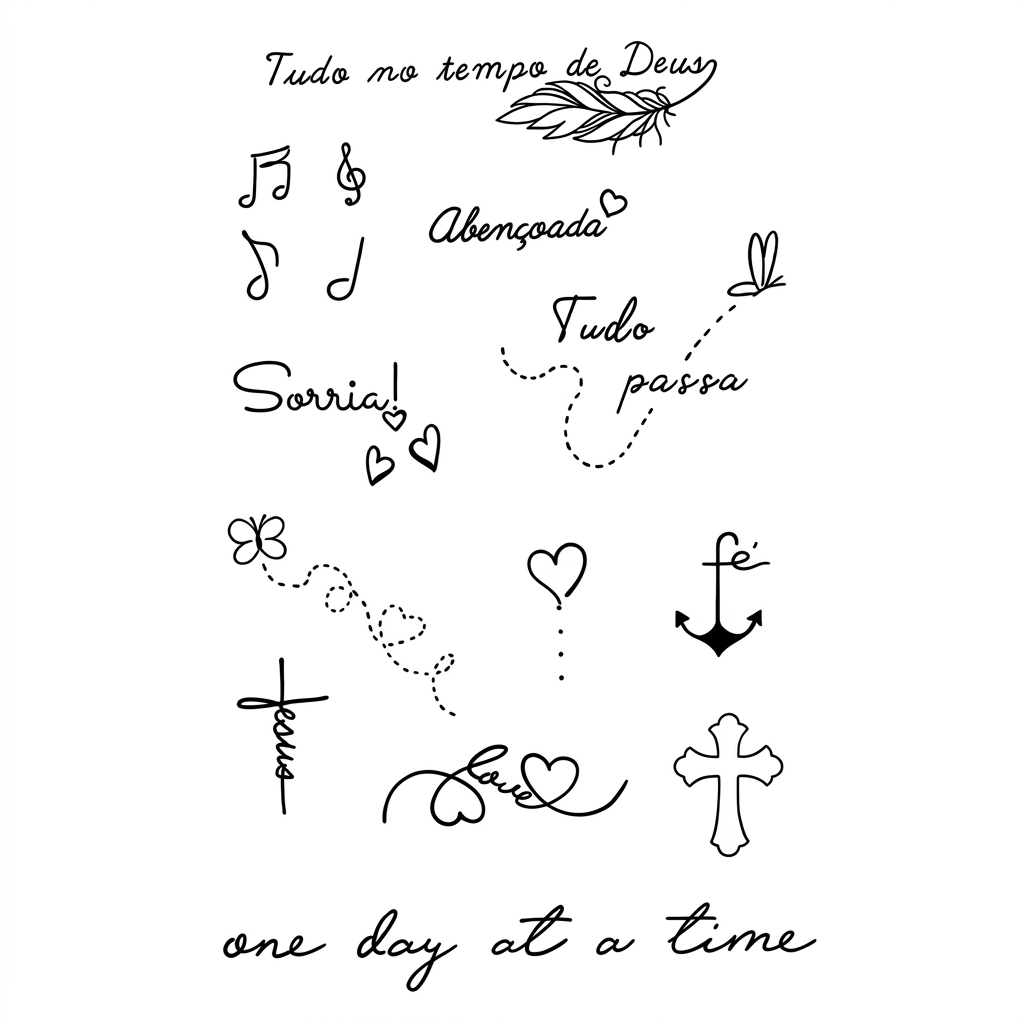 Inspirational Healing Quotes & Minimalist Symbols - Butterfly, Cross & Heart Designs-Semi-Permanent Tattoo