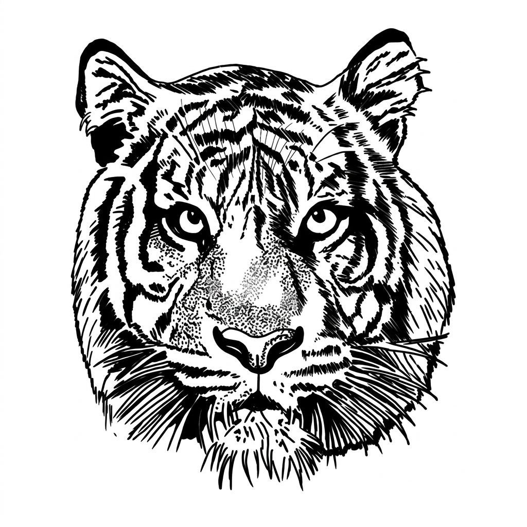 Realistic Tiger Head Temporary Tattoo