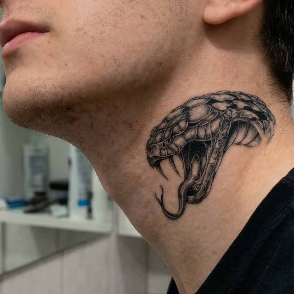 Viper Striking Semi-Permanent Snake Tattoo