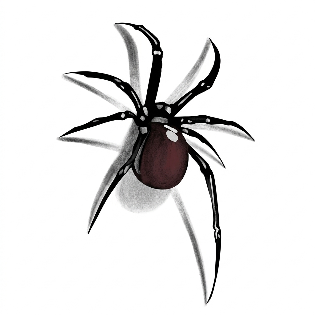 Realistic 3D Black Widow Spider Temporary Tattoo