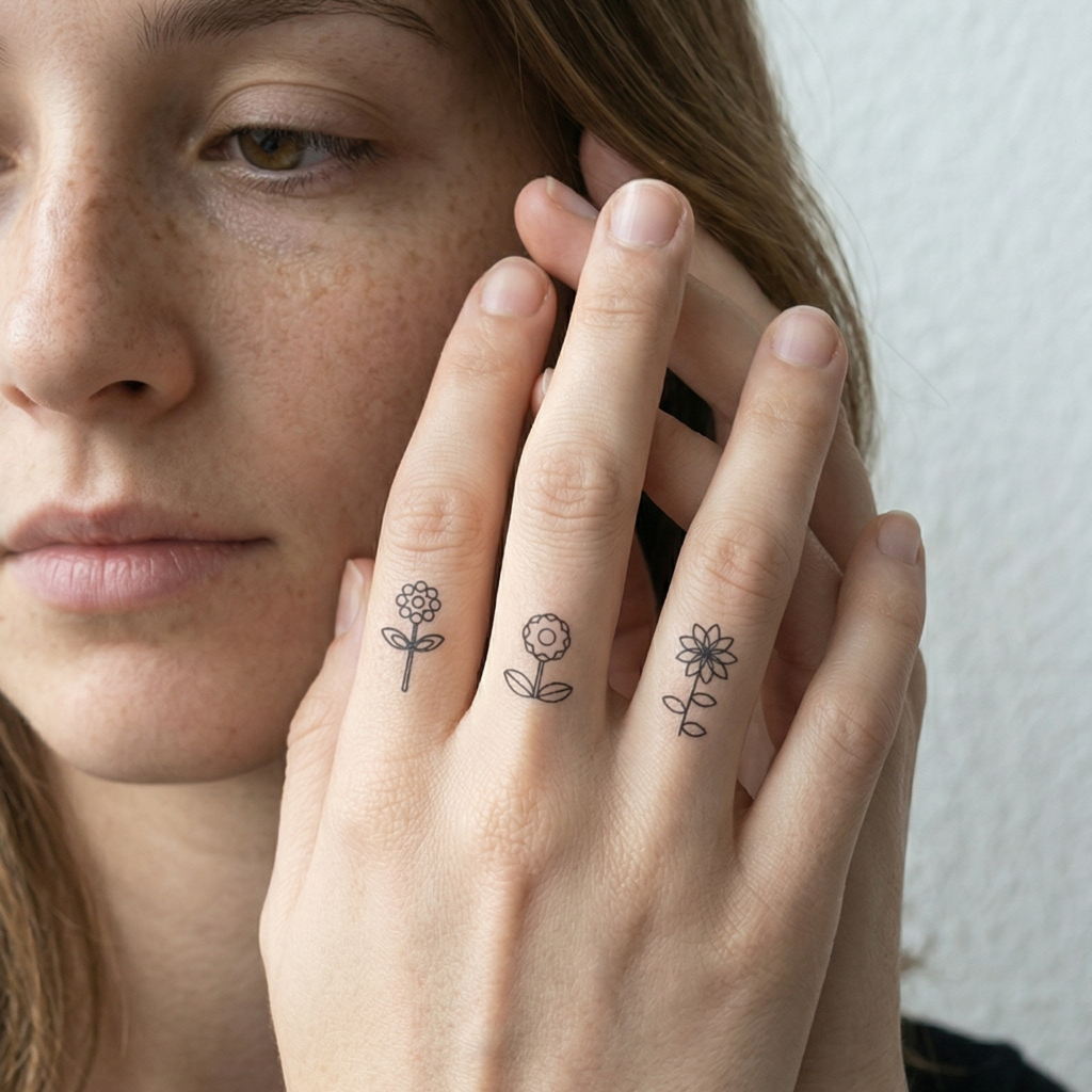 Semi-Permanent Flower Finger Tattoos