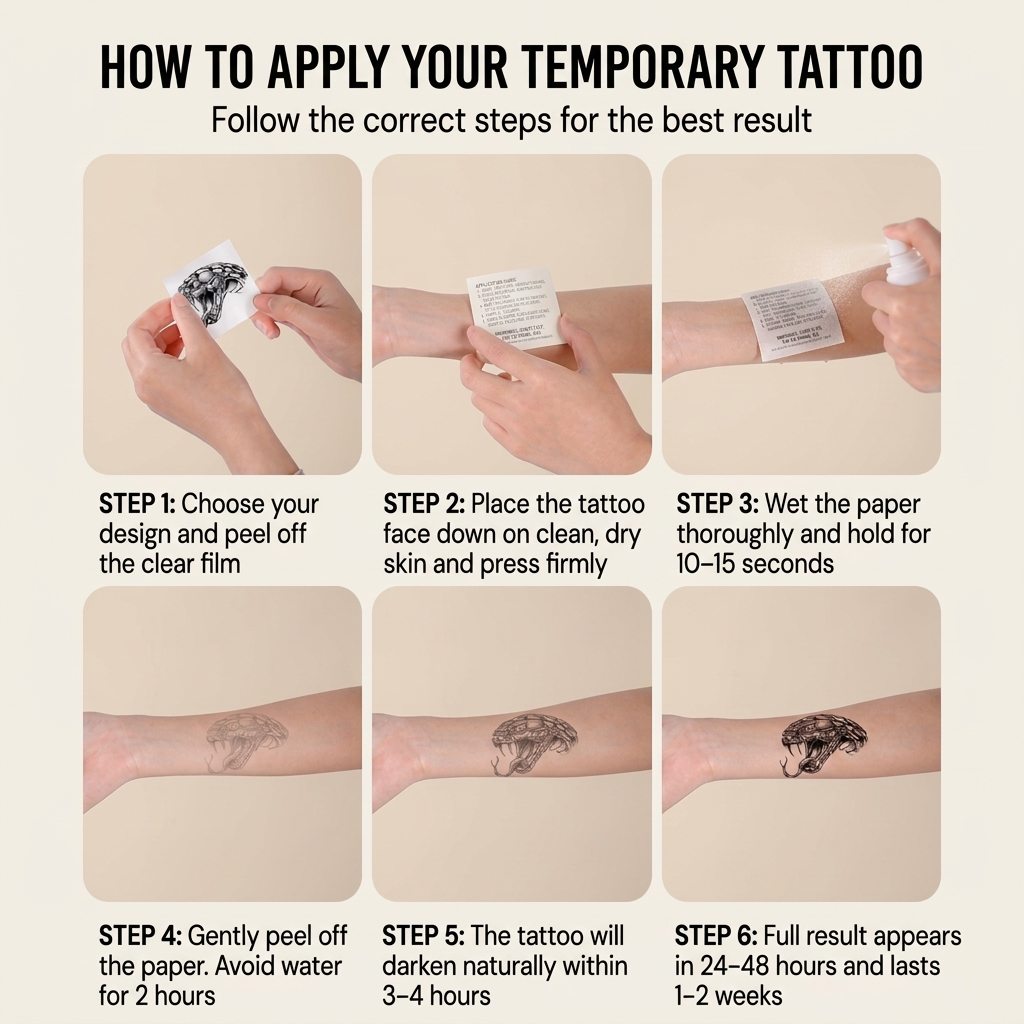 Noir Vintage Rose | Semi-Permanent Black Rose Tattoo Sticker