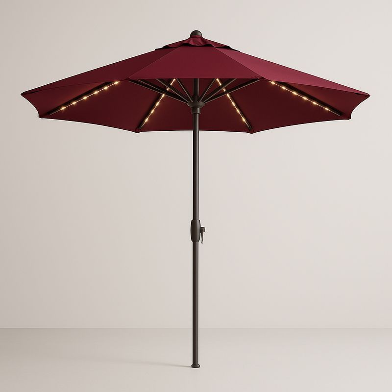 Runder Gartenschirm mit LED Beleuchtung 300 cm Polyester Rot