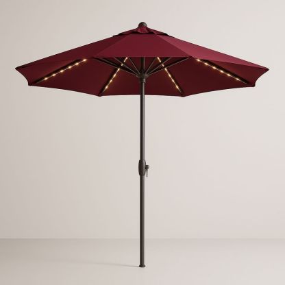 Runder Gartenschirm mit LED Beleuchtung 300 cm Polyester Rot