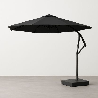 Ampelschirm Ø 300 cm Schwarz Aluminium Polyester