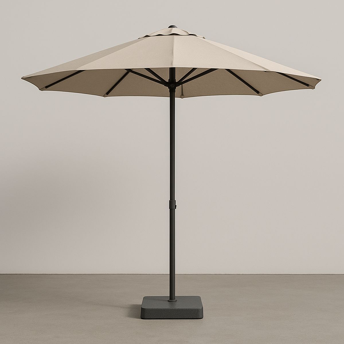 Terrassen Sonnenschirm 3m Polyester Sand mit Aluminium Stange und Kunststoff Basis