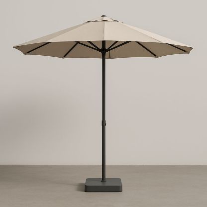 Terrassen Sonnenschirm 3m Polyester Sand mit Aluminium Stange und Kunststoff Basis