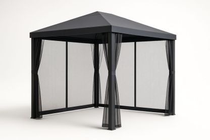 Pavillon Gartenpavillon Aluminium Polyester Anthrazit 3x3m(LxB)