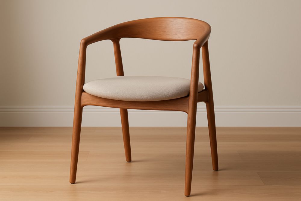 Chaise en Bois Massif avec Coussins en Tissu Polyester 55x55x75cm Naturelle/Beige