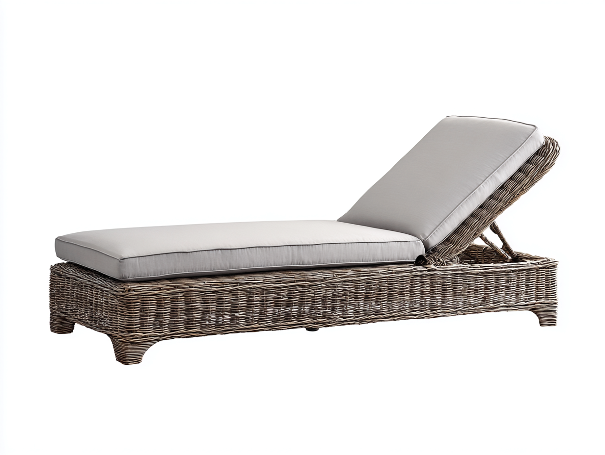 Bain de soleil en résine tressée - 198x68x80 cm - marron/gris clair - pour jardin - style contemporain-Livingano