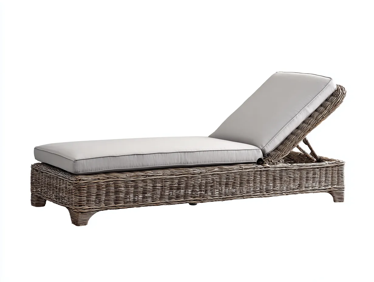 Bain de soleil en résine tressée - 198x68x80 cm - marron/gris clair - pour jardin - style contemporain-Livingano