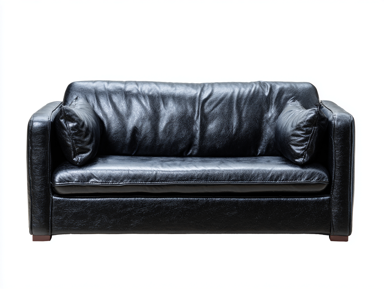 Canapé 3 places en cuir 185x90x80cm - noir - salon - style contemporain-Livingano