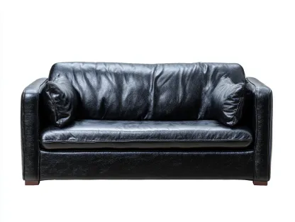Canapé 3 places en cuir 185x90x80cm - noir - salon - style contemporain-Livingano