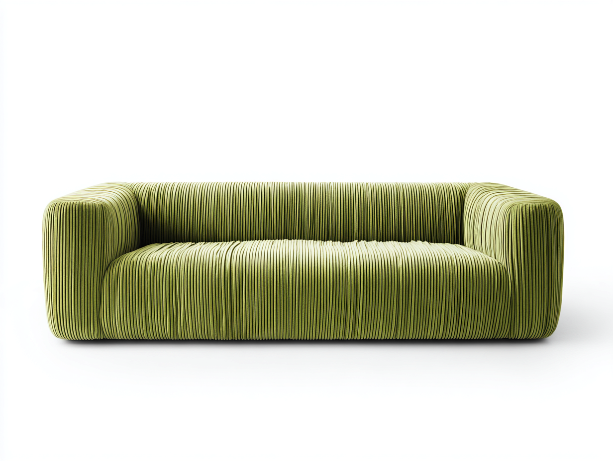 Canapé 3 places en tissu velours côtelé - 200x90x75 cm - vert - pour salon - style contemporain-Livingano