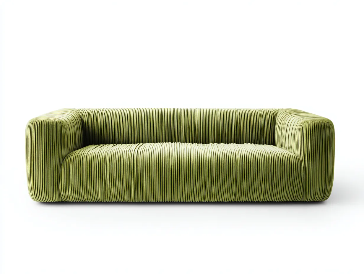 Canapé 3 places en tissu velours côtelé - 200x90x75 cm - vert - pour salon - style contemporain-Livingano