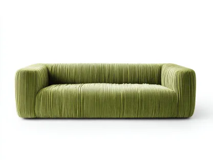 Canapé 3 places en tissu velours côtelé - 200x90x75 cm - vert - pour salon - style contemporain-Livingano