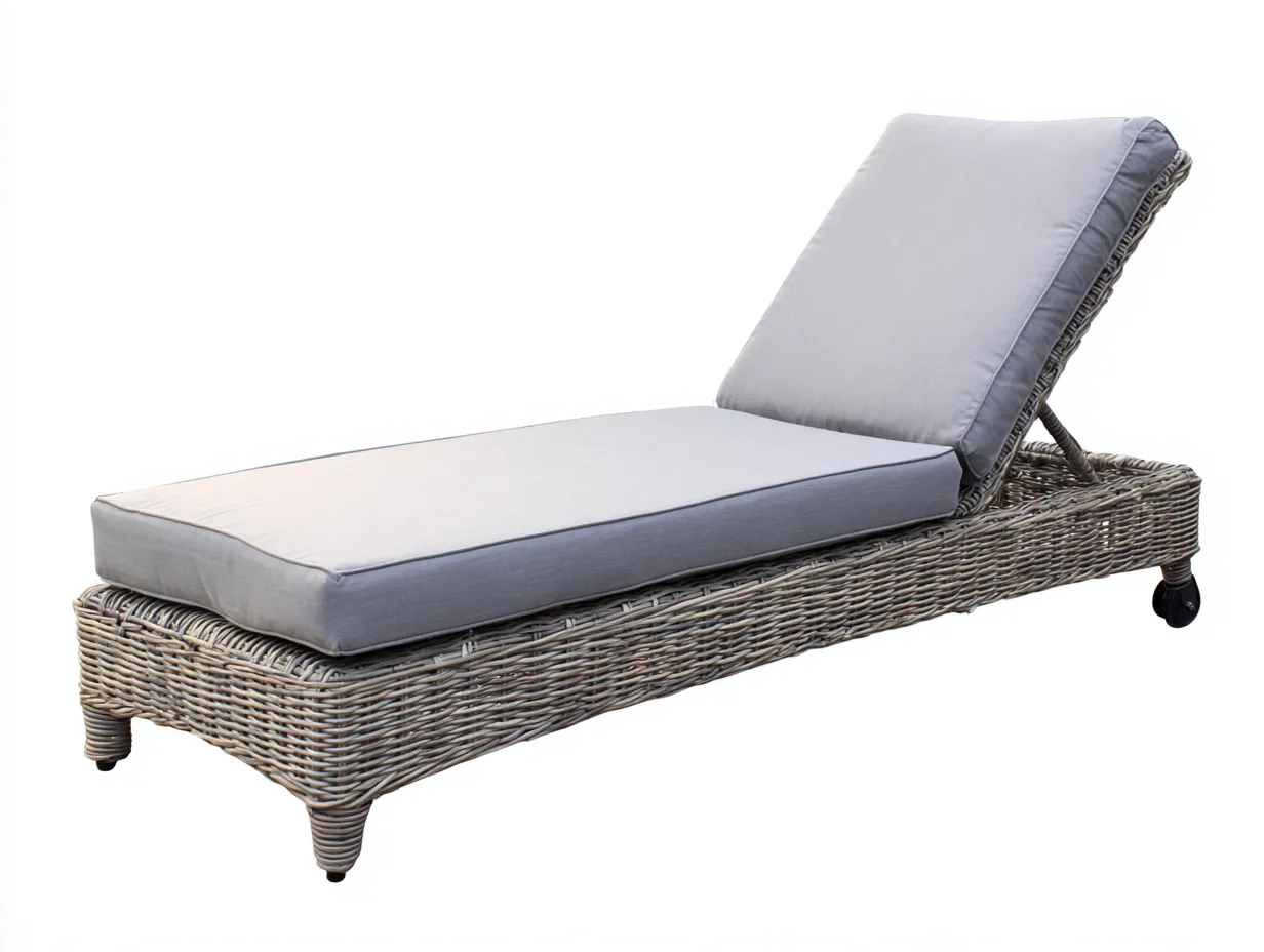 Bain de soleil en résine tressée - 200x70x85 cm - gris - pour jardin - style contemporain-Livingano