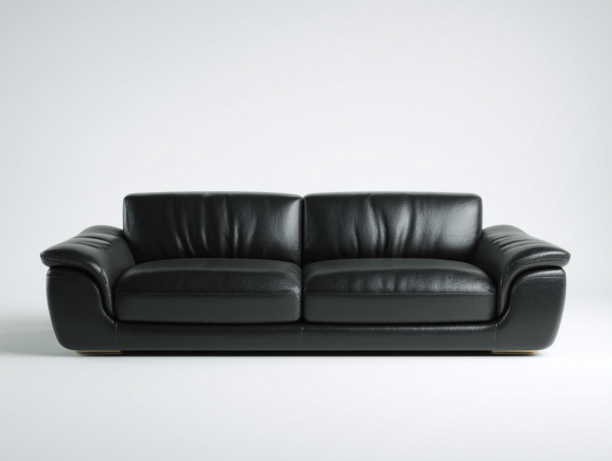 Canapé 3 places en cuir 210x95x78cm - noir - salon style contemporain-Livingano