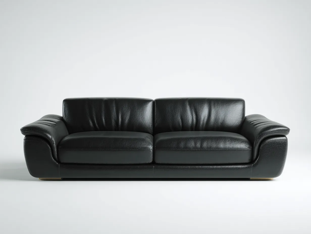 Canapé 3 places en cuir 210x95x78cm - noir - salon style contemporain-Livingano