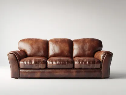 Canapé 3 places en cuir - 210x98x83 cm - marron - pour salon - style classique-Livingano