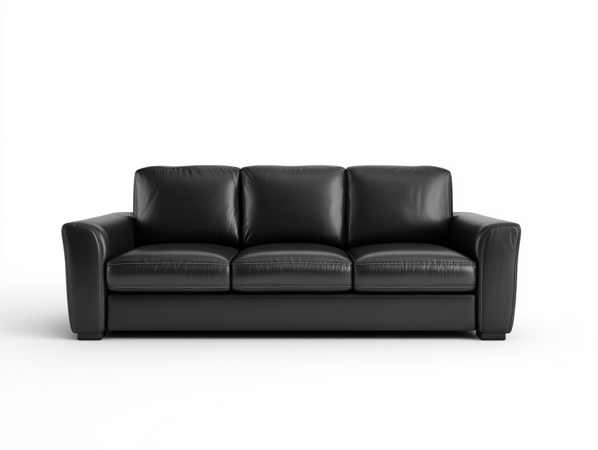 Canapé 3 places en cuir 220x95x85cm - noir - salon - style contemporain-Livingano