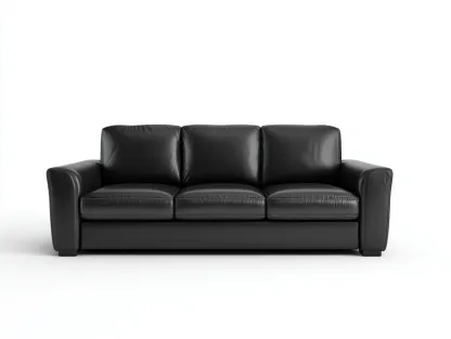 Canapé 3 places en cuir 220x95x85cm - noir - salon - style contemporain-Livingano