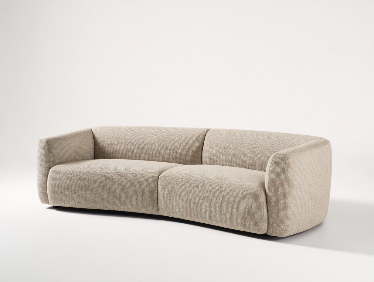 Canapé 3 places en tissu - 230x100x78 cm - beige - pour salon - forme arrondie - style contemporain-Livingano