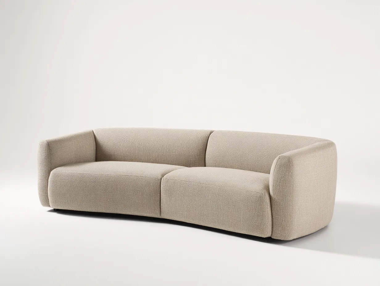 Canapé 3 places en tissu - 230x100x78 cm - beige - pour salon - forme arrondie - style contemporain-Livingano