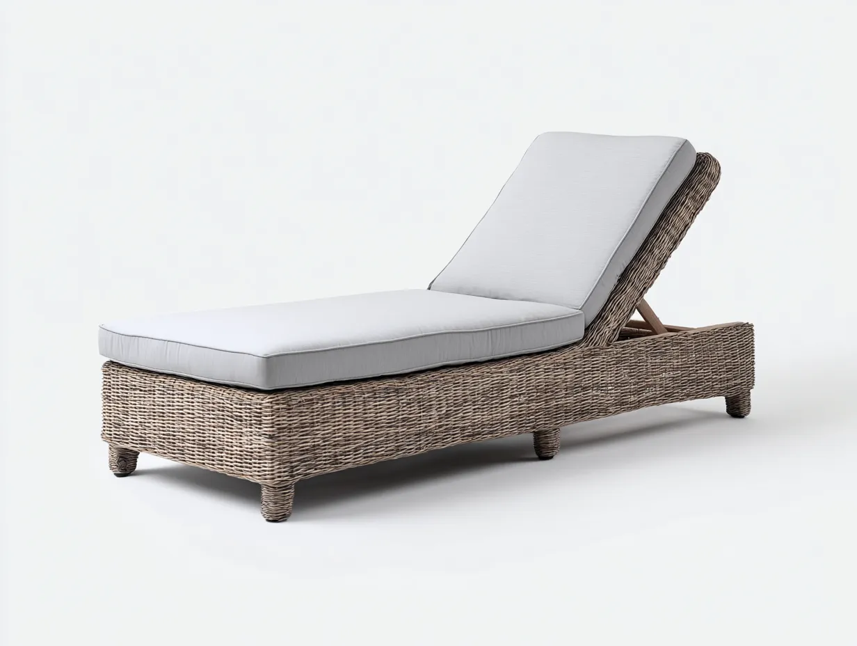 Bain de soleil en résine tressée - 200x70x82 cm - marron clair/gris clair - pour jardin - style contemporain-Livingano