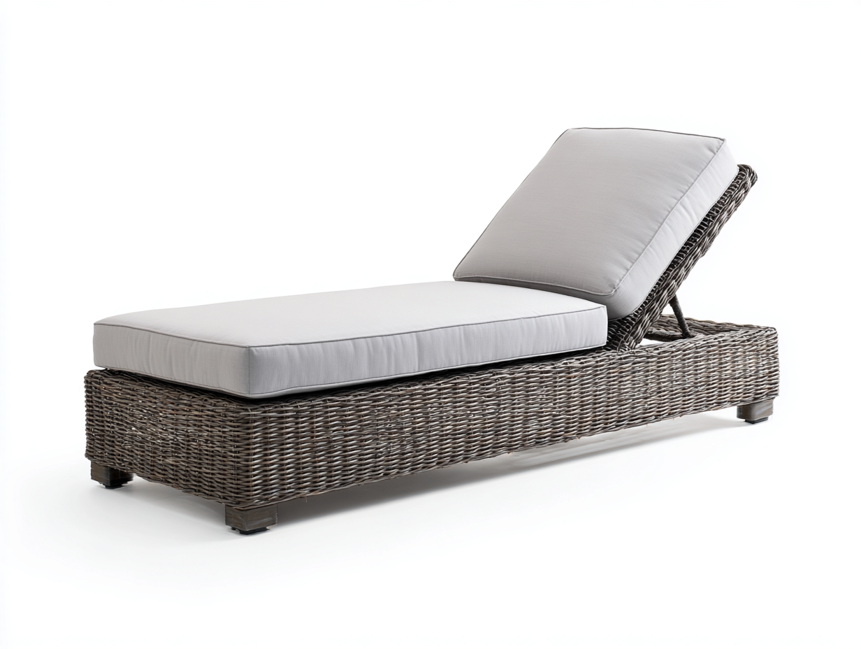 Bain de soleil en résine tressée - 200x70x80 cm - gris clair/marron foncé - pour jardin - style contemporain-Livingano