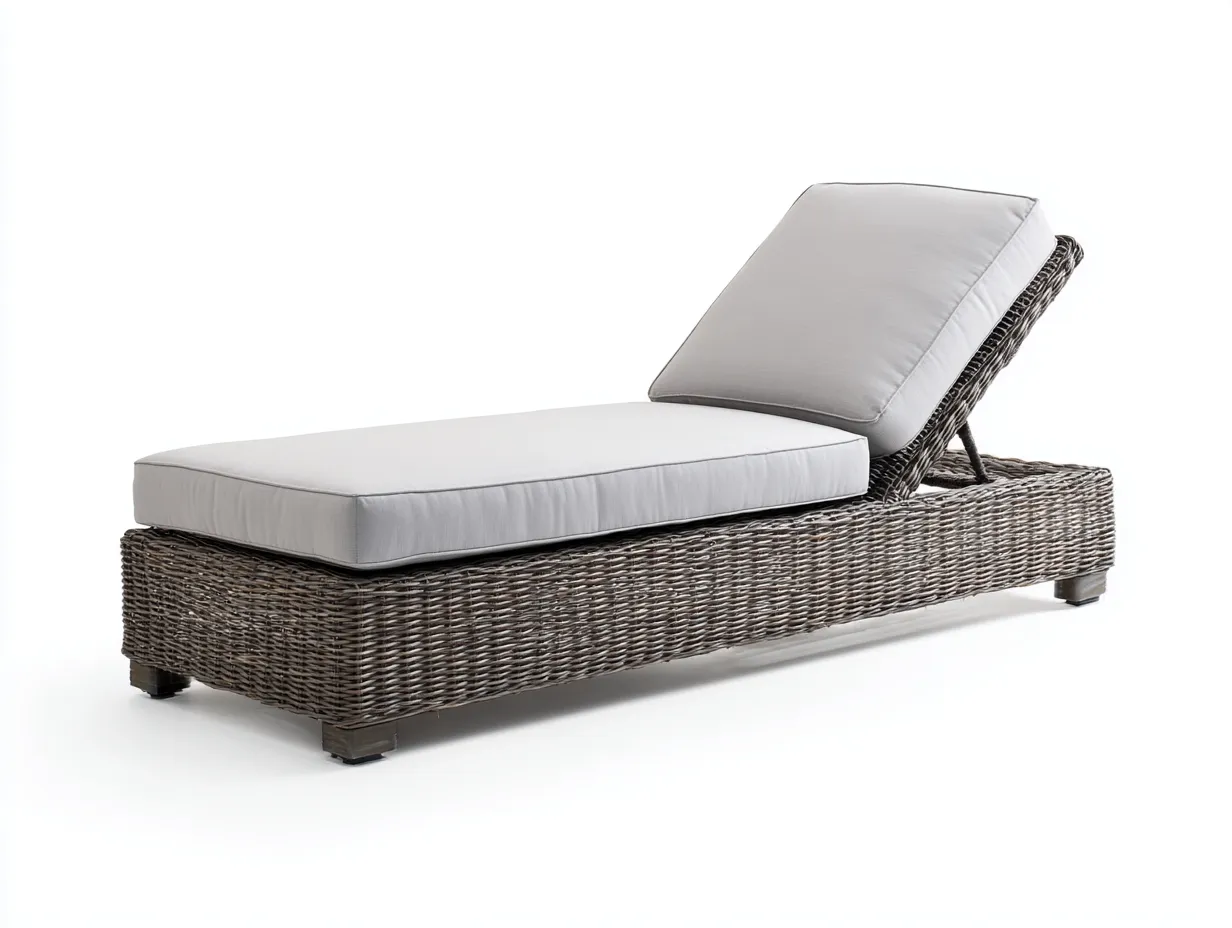 Bain de soleil en résine tressée - 200x70x80 cm - gris clair/marron foncé - pour jardin - style contemporain-Livingano