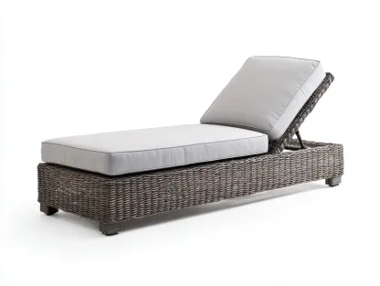 Bain de soleil en résine tressée - 200x70x80 cm - gris clair/marron foncé - pour jardin - style contemporain-Livingano