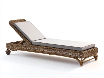 Bain de soleil de jardin en rotin 200x70x85 cm - brun clair/gris clair - jardin - dossier réglable-Livingano